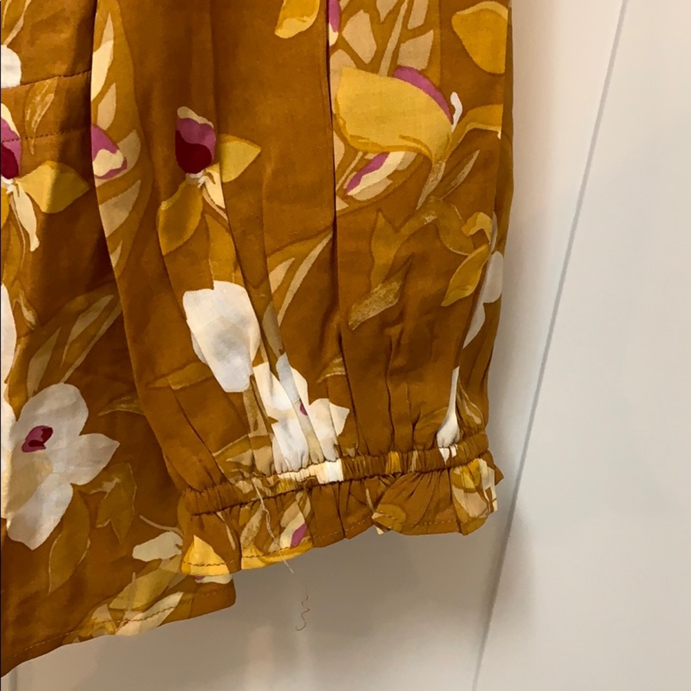 NEW! A New Day Brown Floral Drawstring Waist Top - Picture 5 of 7
